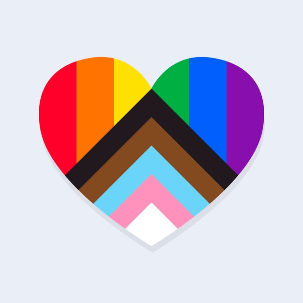 Bandera del orgullo actualizada en forma de corazón