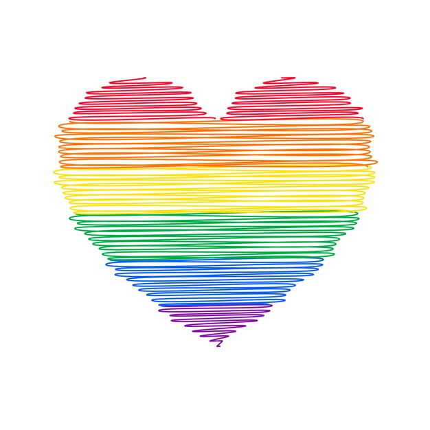 Bandera del orgullo de Doodle en forma de corazón