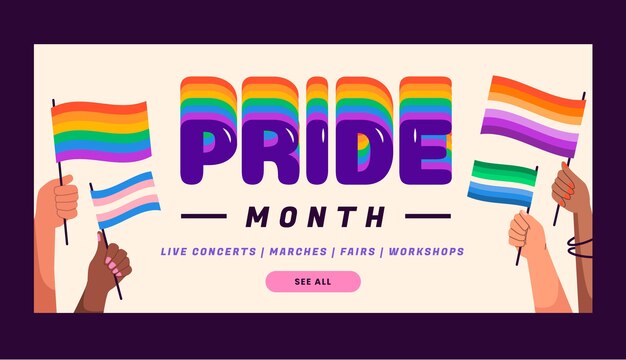 Bandera de orgullo lgbt dibujada a mano