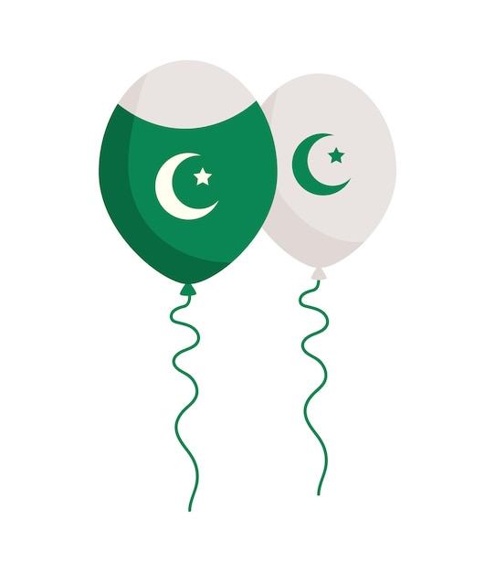 Vector gratuito bandera de pakistán en globos