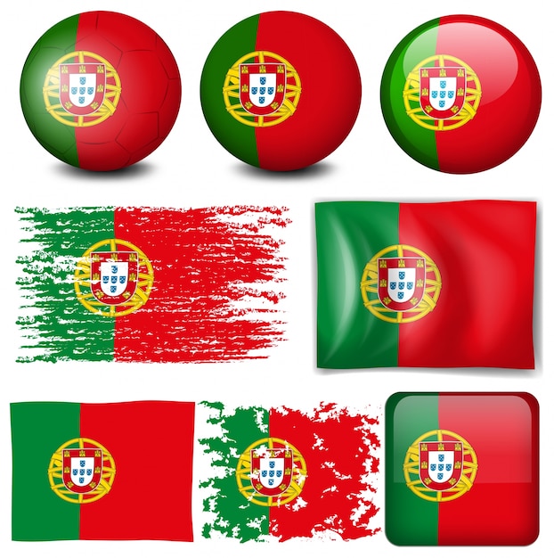 Vector gratuito bandera de portugul en muchos elementos de ilustración