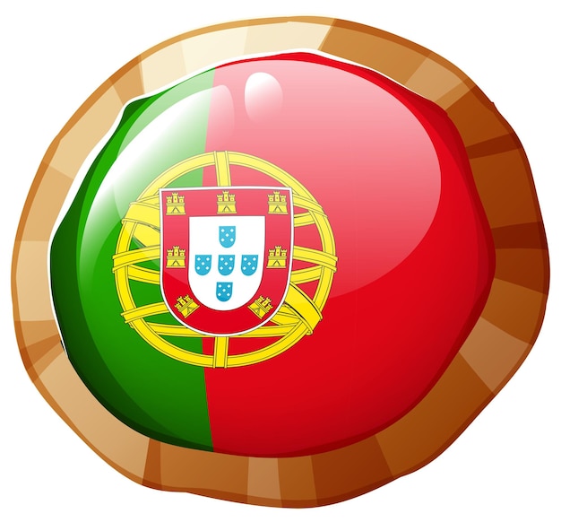 Vector gratuito bandera de portugul en placa redonda