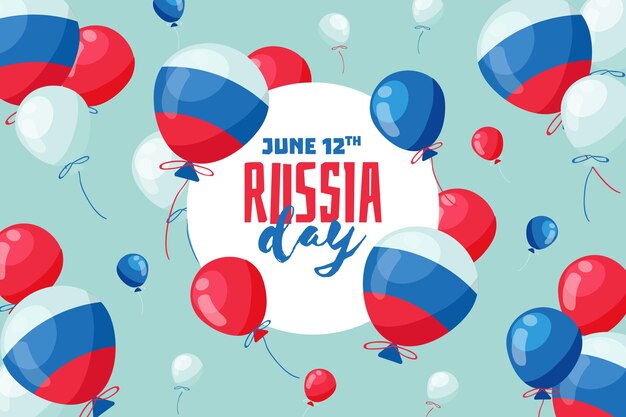 Vector gratuito bandera de rusia sobre fondo de globos