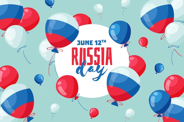 Bandera de Rusia sobre fondo de globos
