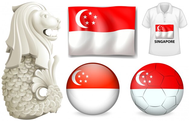 Bandera y símbolo de Singapur