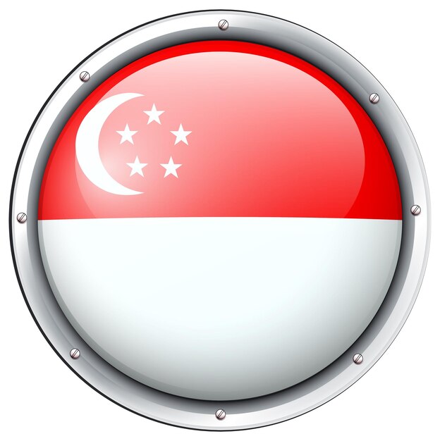 Bandera de Singapur en marco redondo