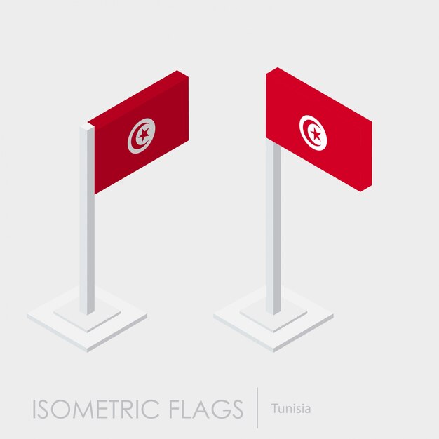 Bandera de Túnez estilo isométrico 3d