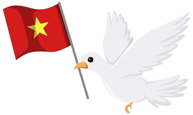 Vector gratuito bandera de vietnam con pájaro paloma blanca