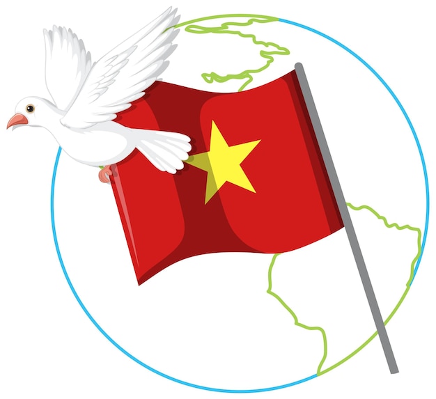 Bandera de vietnam con paloma blanca