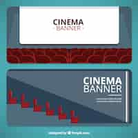 Vector gratuito banderas de cine en dos perspectivas