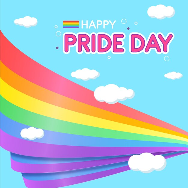 Banderas del día del orgullo con fondo de nubes