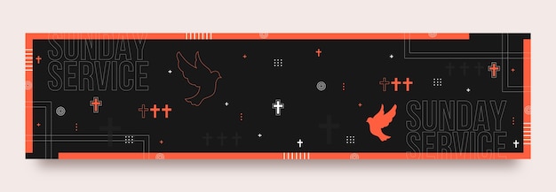 Banderas de diseño plano para el servicio dominical