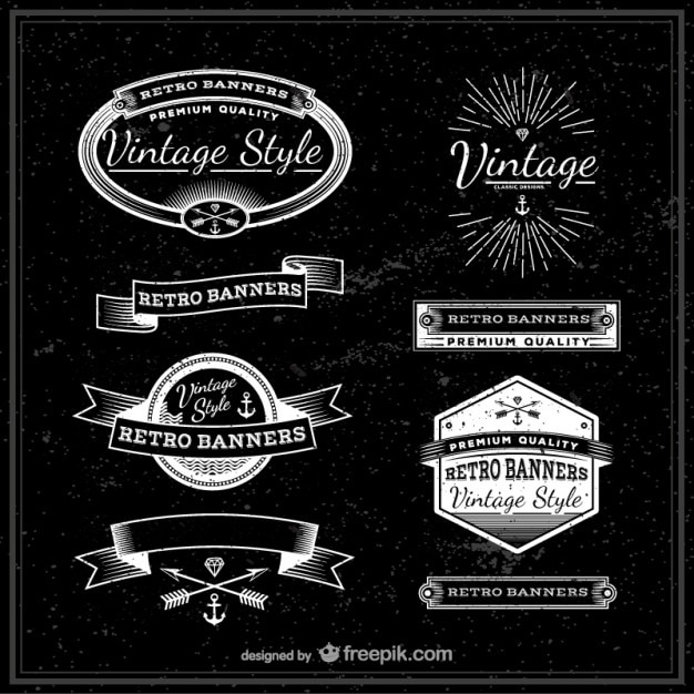 Vector gratuito banderas e insignias retro