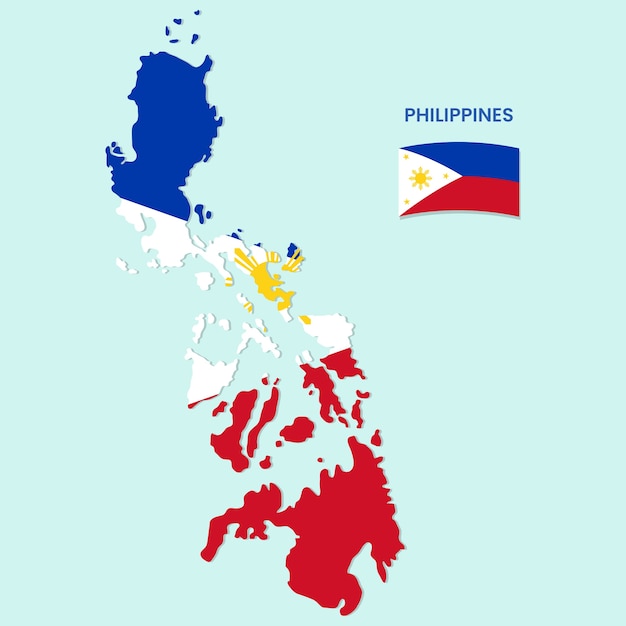 Vector gratuito banderas y emblemas nacionales del mapa filipino