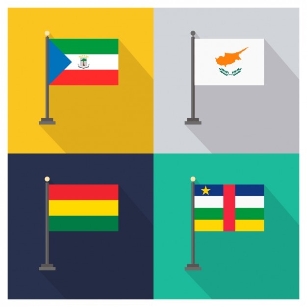 Vector gratuito banderas de guinea ecuatorial chipre bolivia y república centroafricana
