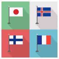 Vector gratuito banderas de japón islandia finlandia y francia