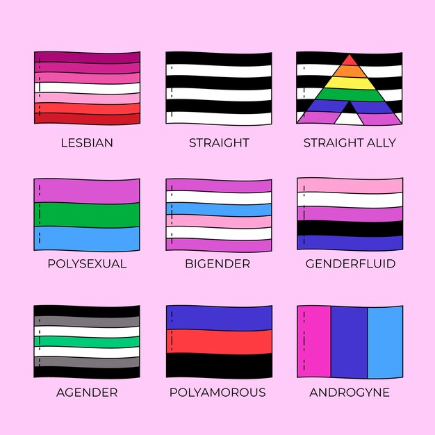 Banderas lgbt dibujadas a mano del mes del orgullo