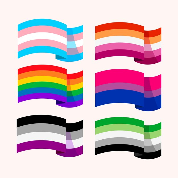 Banderas lgbt planas dibujadas a mano