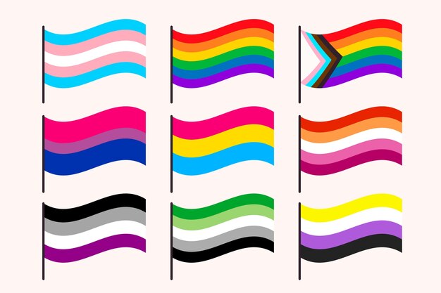 Banderas lgbt planas dibujadas a mano