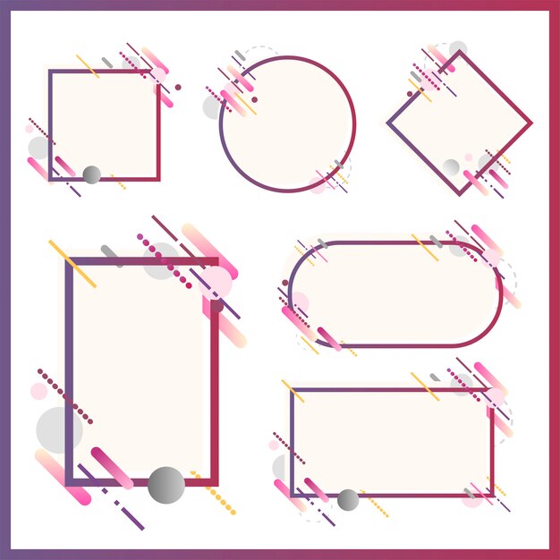 Banderas modernas en varias formas conjunto ilustración