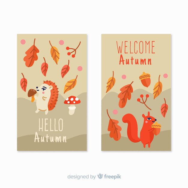 Banderas de otoño estilo dibujado a mano