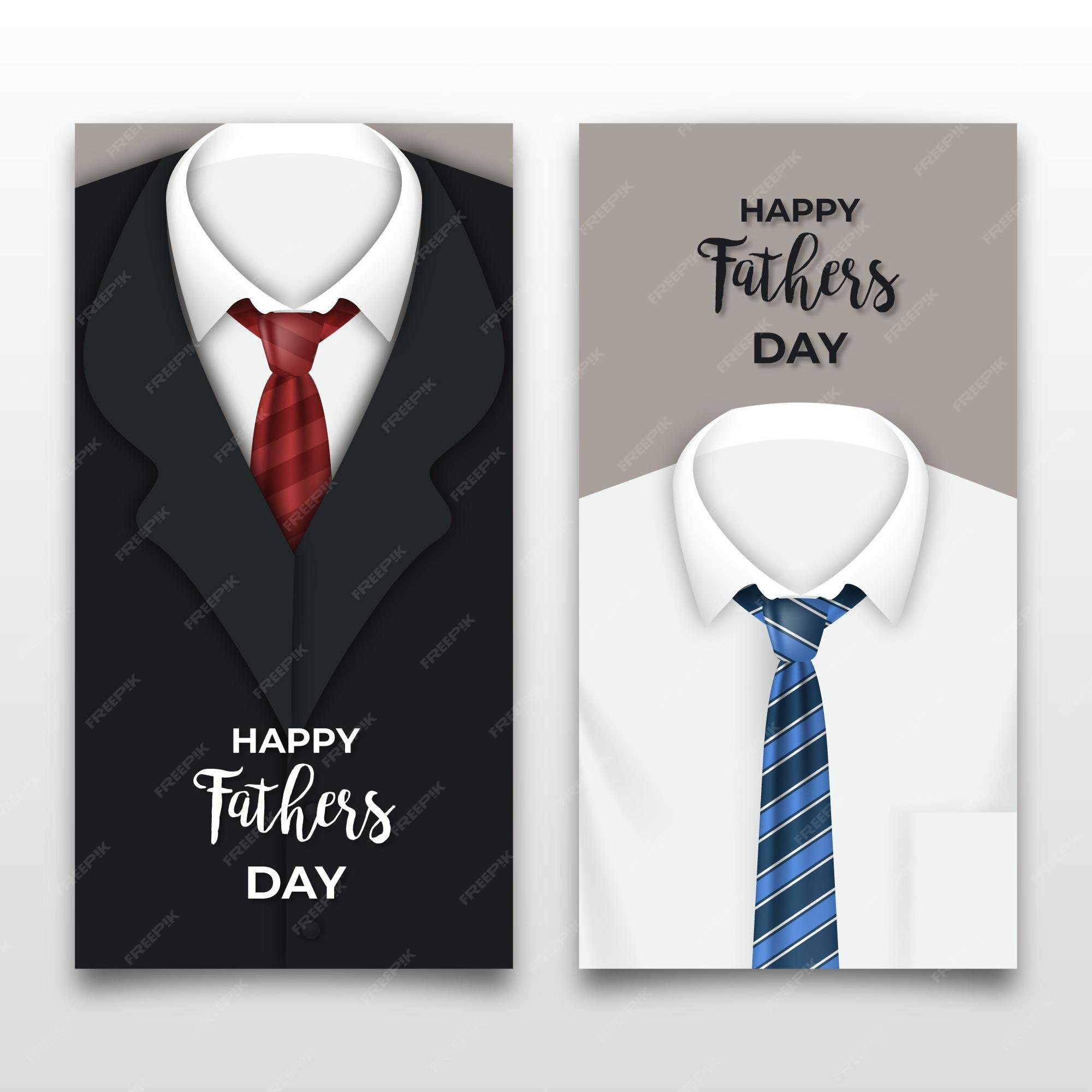 Banderas realistas del día del padre con trajes | Vector Gratis