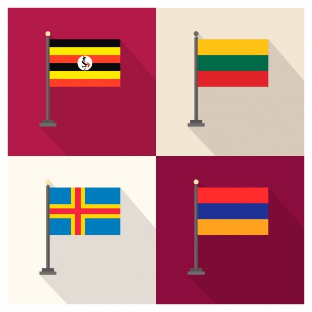 Vector gratuito banderas de uganda lituania aland y armenia