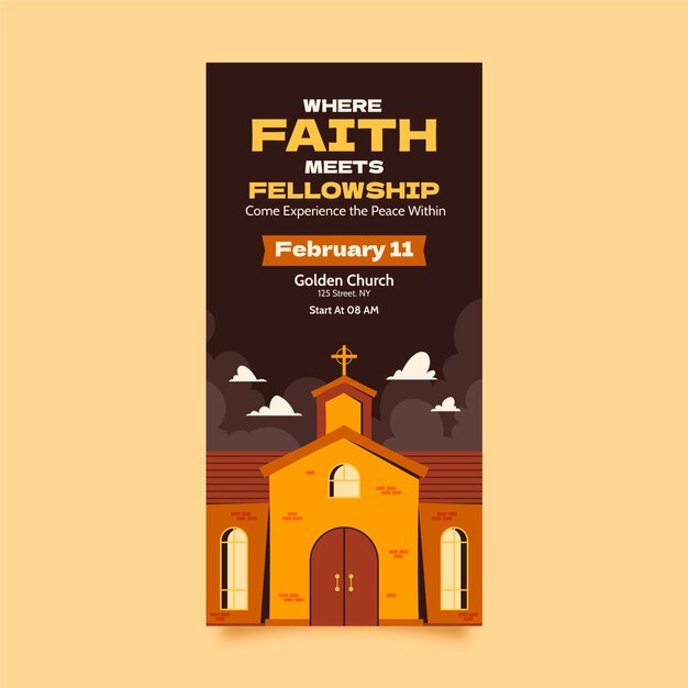 Banderas verticales de diseño plano para el servicio dominical