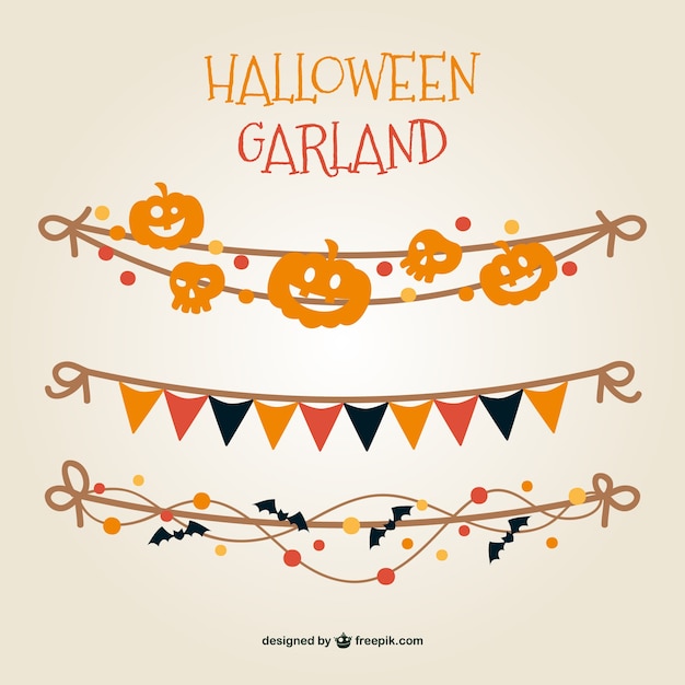 Vector gratuito banderines de halloween a color