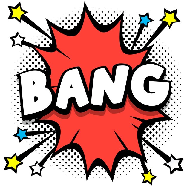 Bang Pop art comic speech bubbles libro efectos de sonido