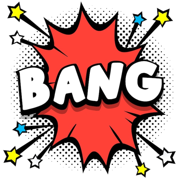 Bang Pop art comic speech bubbles libro efectos de sonido