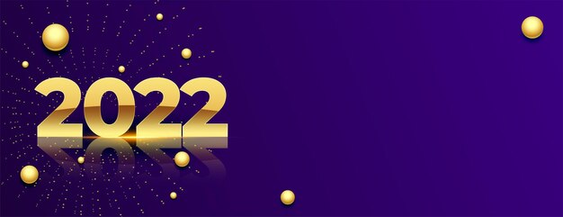 Banner 2022 dorado moderno sobre fondo morado