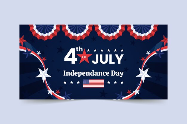 Banner del 4 de julio dibujado a mano