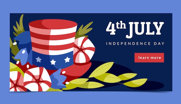 Banner del 4 de julio dibujado a mano
