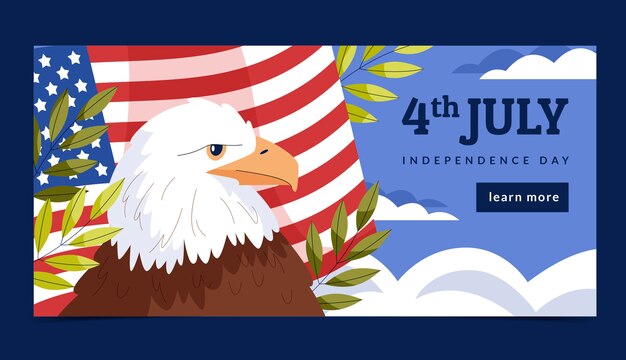 Banner del 4 de julio dibujado a mano