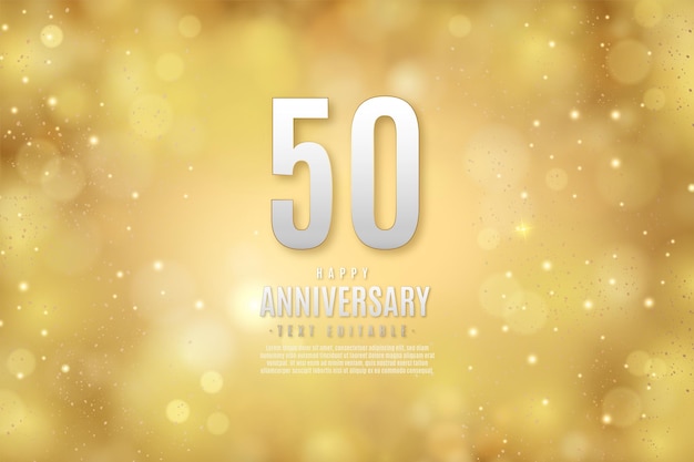 Vector gratuito banner del 50 aniversario con fondo dorado.