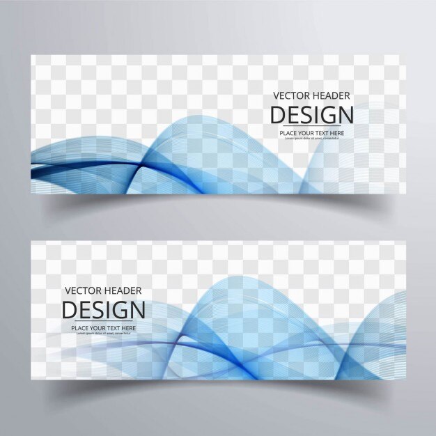 Banner abstracto azul con formas onduladas