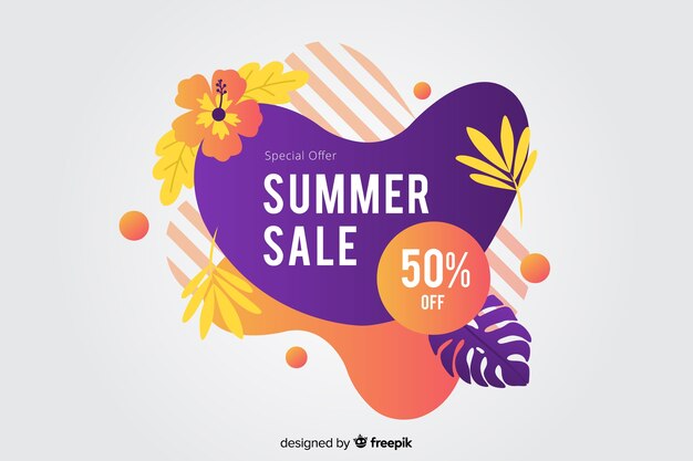 Banner abstracto de estilo líquido de rebajas veraniegas