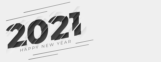Banner abstracto feliz año nuevo 2021 en estilo papercut
