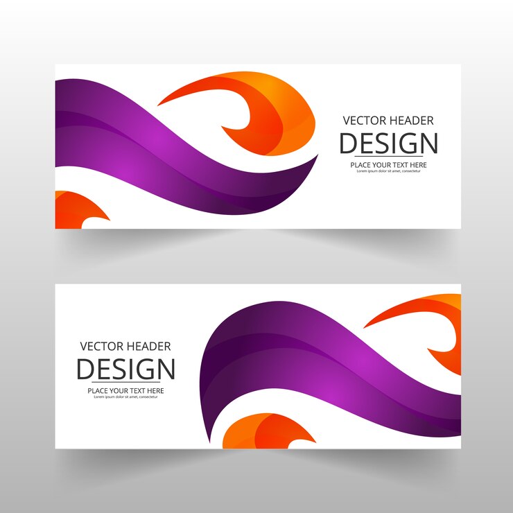 Vector gratuito banner abstracto morado y naranja