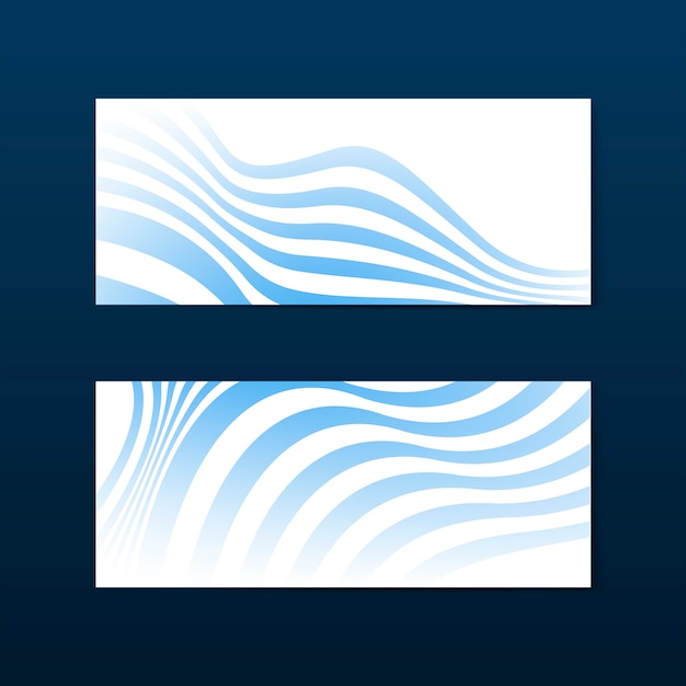 Banner abstracto rayado azul y blanco