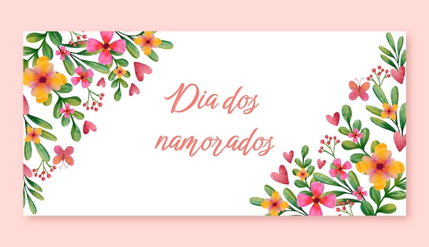 Banner de acuarela dia dos namorados