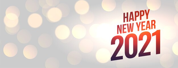 Banner ancho de feliz año nuevo en estilo bokeh