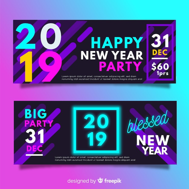 Vector gratuito banner de año nuevo 2019