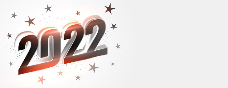Vector gratuito banner de año nuevo 2022 estilo 3d con estrellas