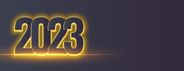 Banner de año nuevo 2023 con efecto de luz dorada.
