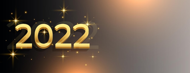 Banner de año nuevo brillante 2022 con luces brillantes