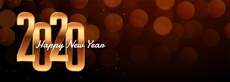 Vector gratuito banner de año nuevo encantador 2020 con bokeh