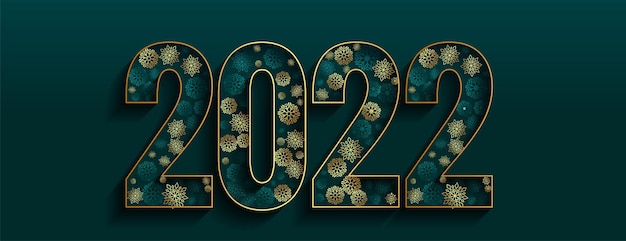 Vector gratuito banner de año nuevo premium 2022 con copos de nieve