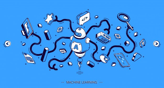 Banner de aprendizaje automático, inteligencia artificial